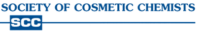 Logo of the Society of Cosmetic Chemists, featuring bold blue letters. Represents the organization focused on cosmetics science and professional development.